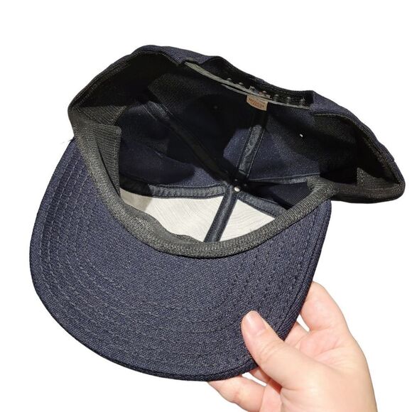 Vintage 90s Navy Blue Funny Graphic Trucker Hat Cap Snapback - Picture 5 of 5